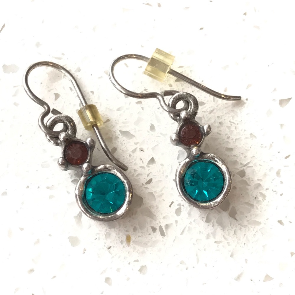 Patricia Locke silver, green&brown stones earrings
